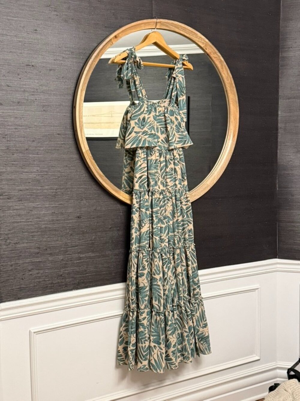 Cream & Green Tiered Maxi Dress- By Together